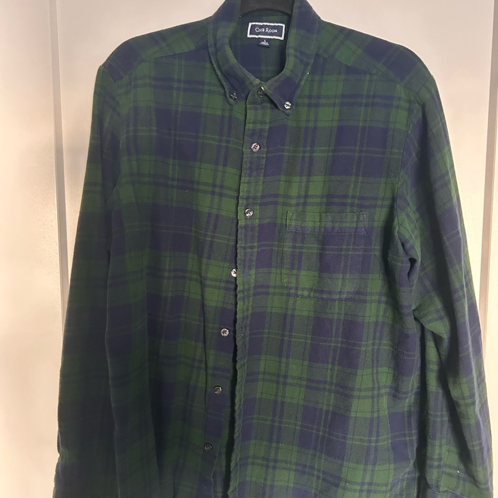 Club Room Green and Blue Checkered Shirt
